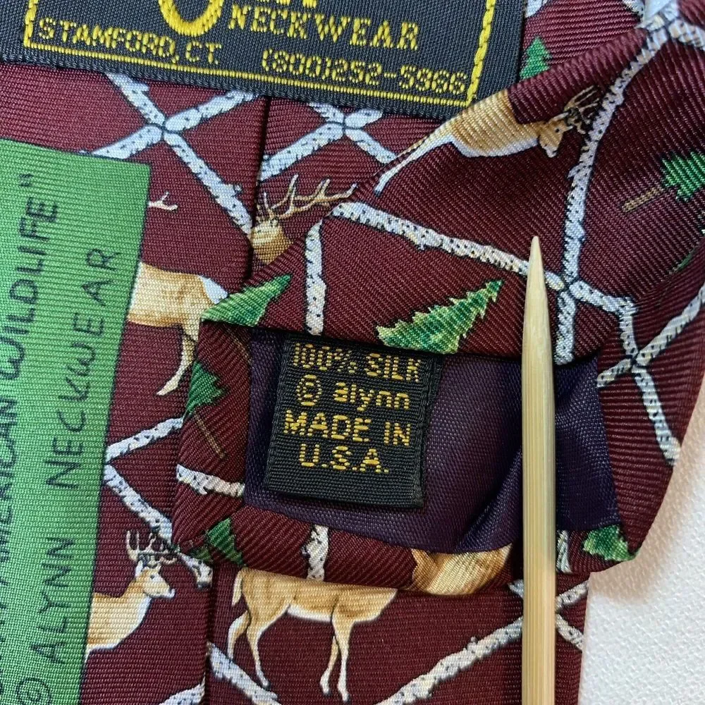 Alynn Neckwear North American Wildlife Necktie Tie Silk USA Bear Wolf Moose Deer